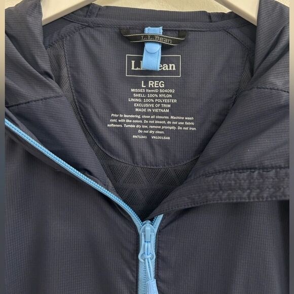 LL Bean L Windbreaker Lightweight Nylon Jacket Outdoors Camping Hiking Layering - Picture 3 of 8